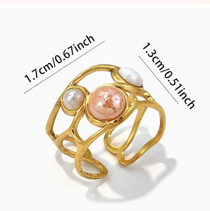 Adjustable Pearl Spiral Ring